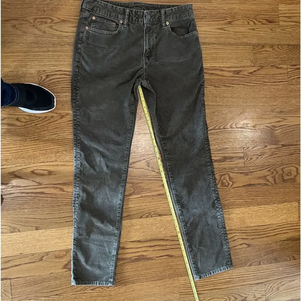 Mens American Eagle Flex Slim Lived-in Corduroy‎ Pants - Grey - 32 X 34
